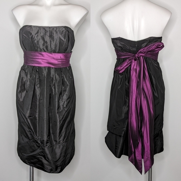 ✨3/$15 Lavender Label Vera Wang black purple strapless bridesmaid dress 12 - Picture 1 of 9